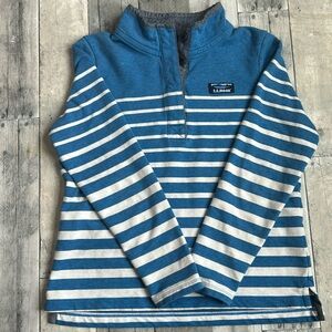 Women’s LLbean 3/4 button neck blue white size S petite